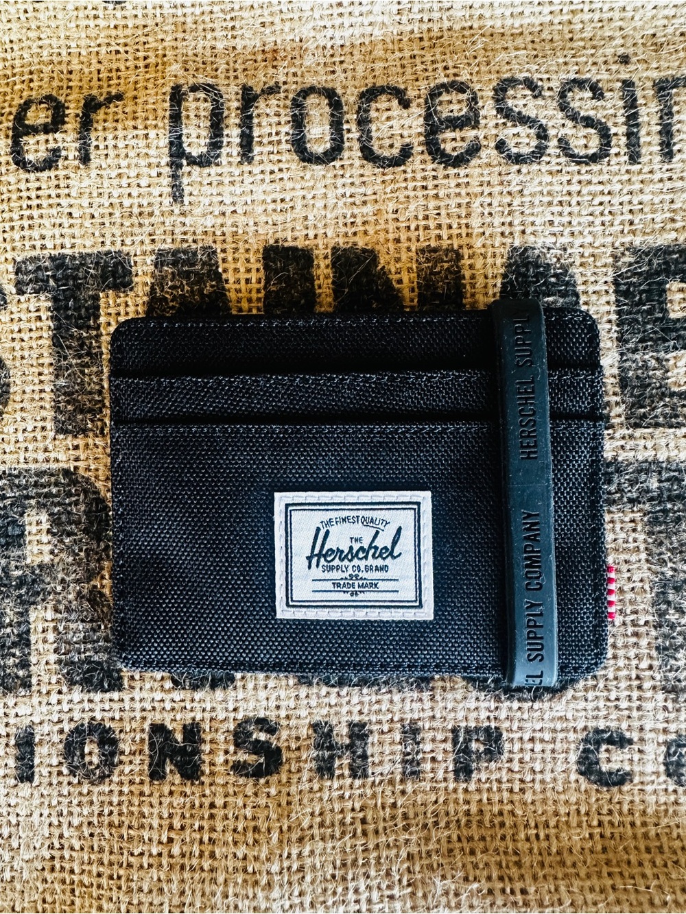 HERSCHEL Canvas Black Card Holder Wallet